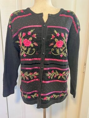 NWT Deadstock Vintage Beldochpopper Hand Embroidered Cardigan‎ Sweater